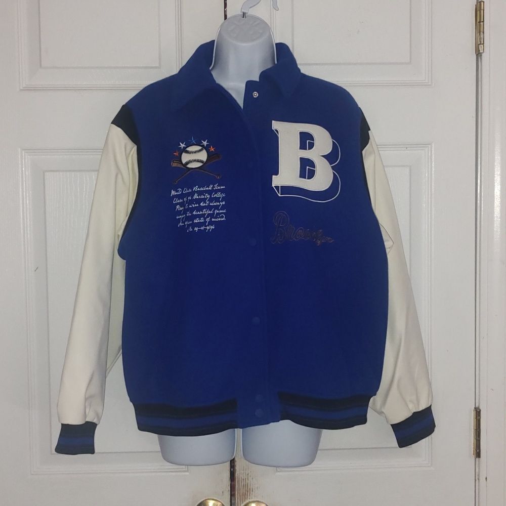 H&M Divided Vegan Baseball Brooklyn Varsity Bomber style jacket   Sz S